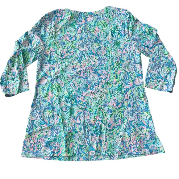 NWT Lilly Pulitzer Women’s UPF 50+ Karina Tunic in Surf Blue Soleil It On Me M - Picture 3 of 6